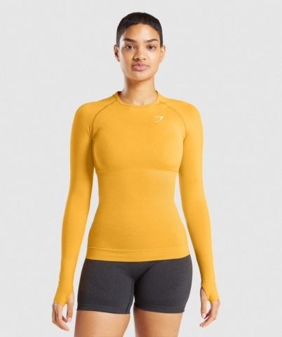 Gymshark Vital Seamless 2.0 Top Tişört Kadın Sarı | 485-IJMEPT