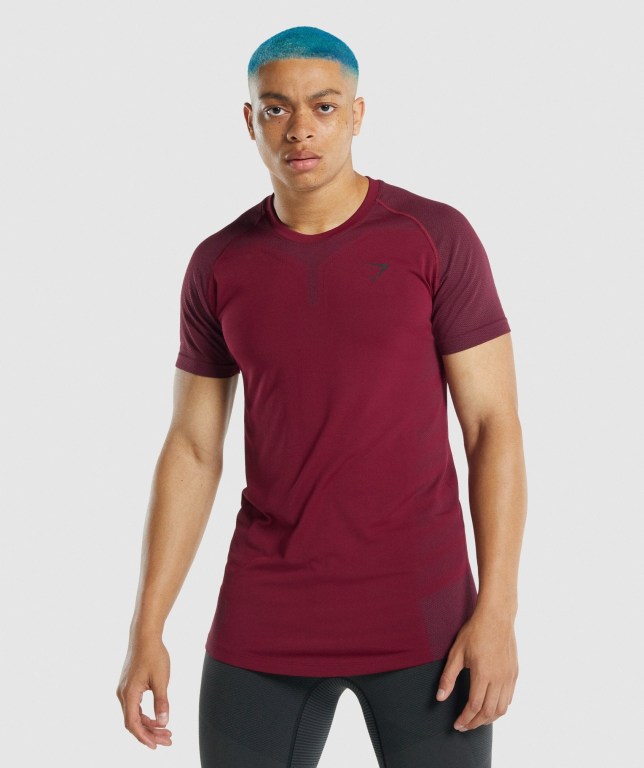 Gymshark 315 Tişört Erkek Bordo | 854-ENTWBX