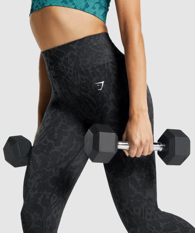 Gymshark Adapt Animal Seamless High Waisted Tayt Kadın Siyah | 074-BOSAIR