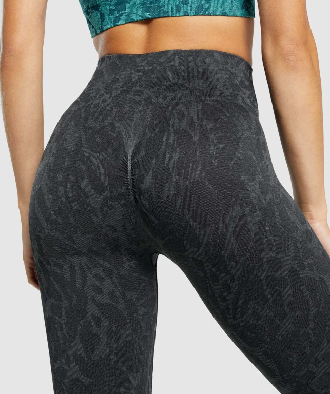 Gymshark Adapt Animal Seamless High Waisted Tayt Kadın Siyah | 074-BOSAIR