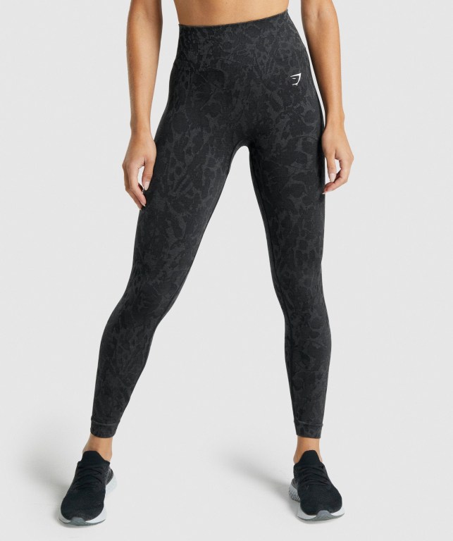 Gymshark Adapt Animal Seamless High Waisted Tayt Kadın Siyah | 074-BOSAIR