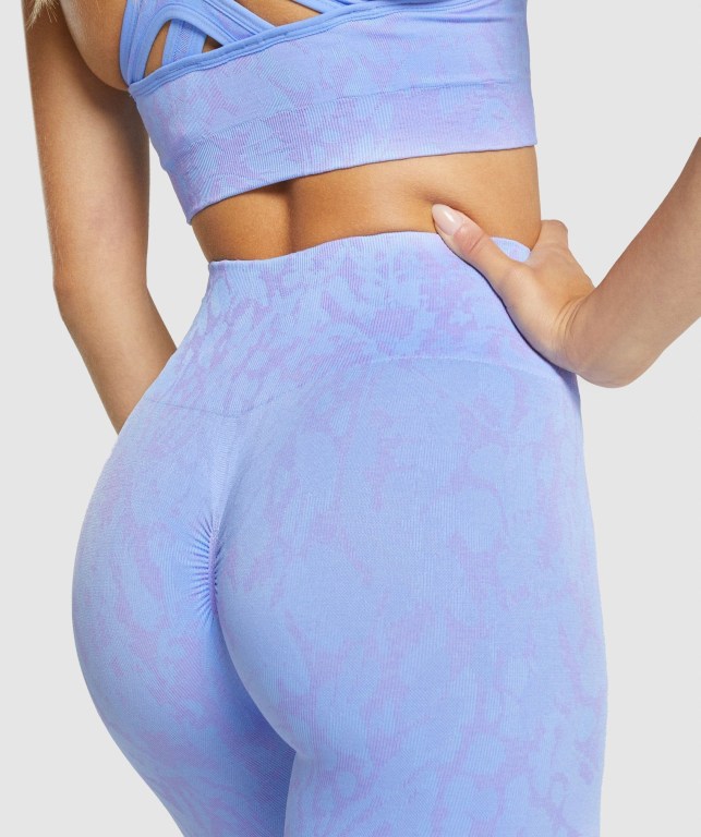 Gymshark Adapt Animal Seamless High Waisted Tayt Kadın Açık Mavi | 578-NOXRDH