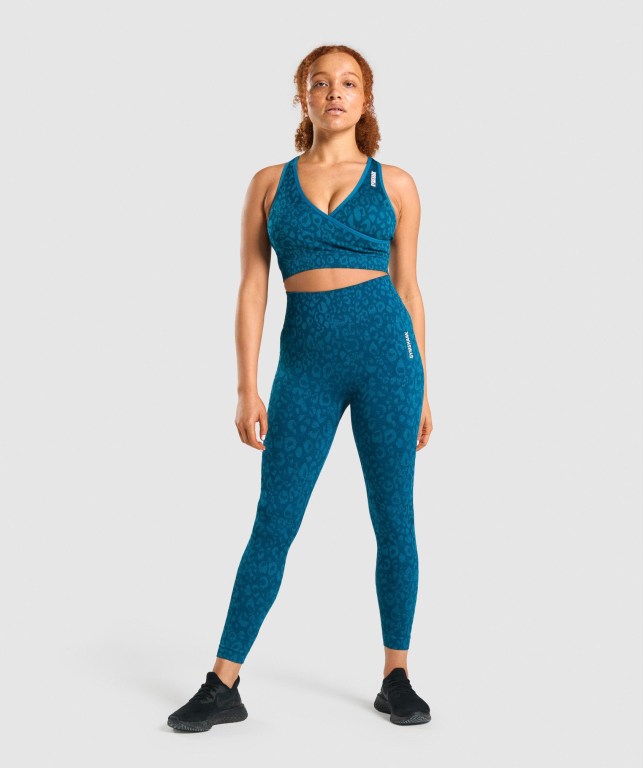 Gymshark Adapt Animal Seamless Spor Sütyeni Kadın Turkuaz | 460-WGBNHU