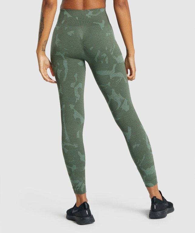 Gymshark Adapt Camo Seamless High Waisted Tayt Kadın Yeşil | 294-YDBSQH