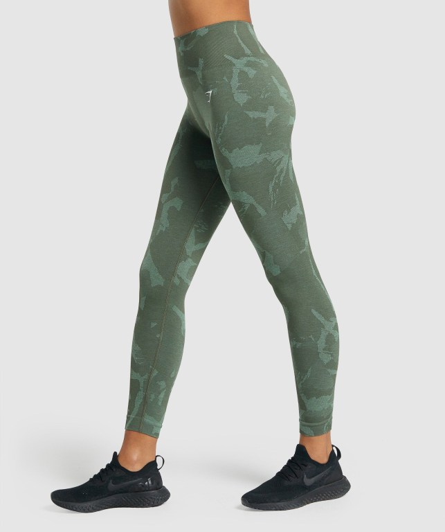 Gymshark Adapt Camo Seamless High Waisted Tayt Kadın Yeşil | 294-YDBSQH