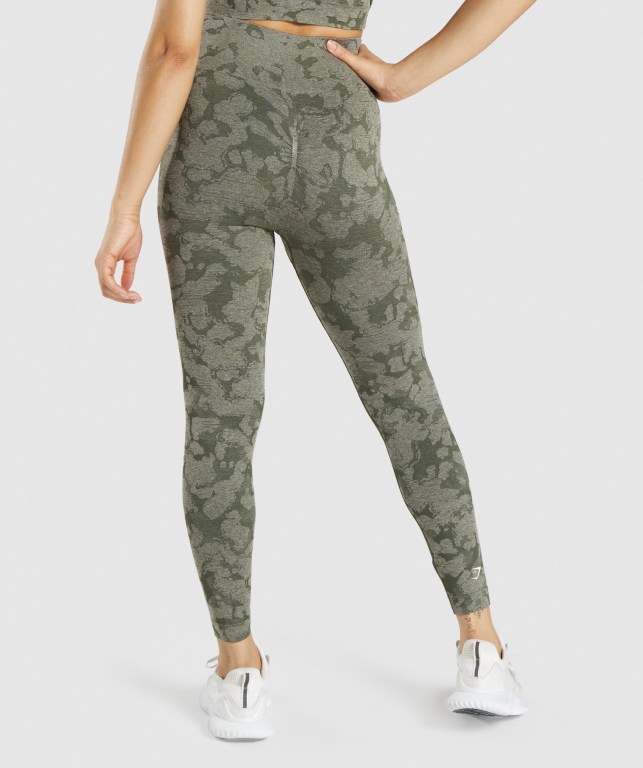 Gymshark Adapt Camo Seamless High Waisted Tayt Kadın Yeşil | 695-ANPGLQ