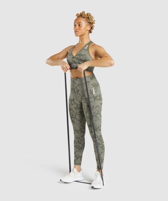 Gymshark Adapt Camo Seamless High Waisted Tayt Kadın Yeşil | 695-ANPGLQ