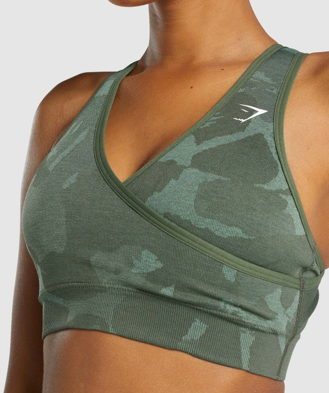 Gymshark Adapt Camo Seamless Spor Sütyeni Kadın Yeşil | 152-YKJEDB