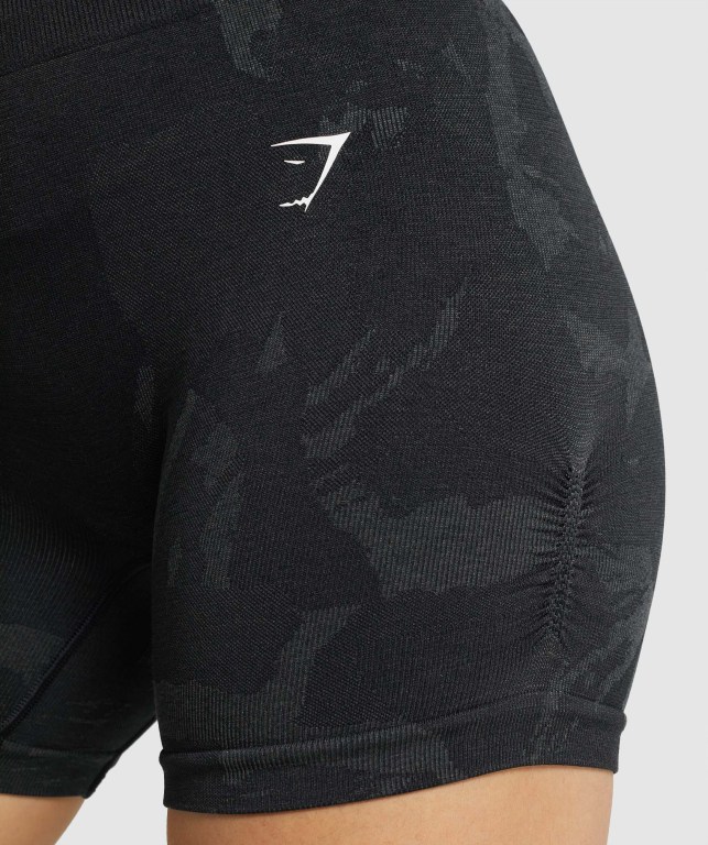 Gymshark Adapt Camo Seamless Şort Kadın Siyah | 918-PCFASD