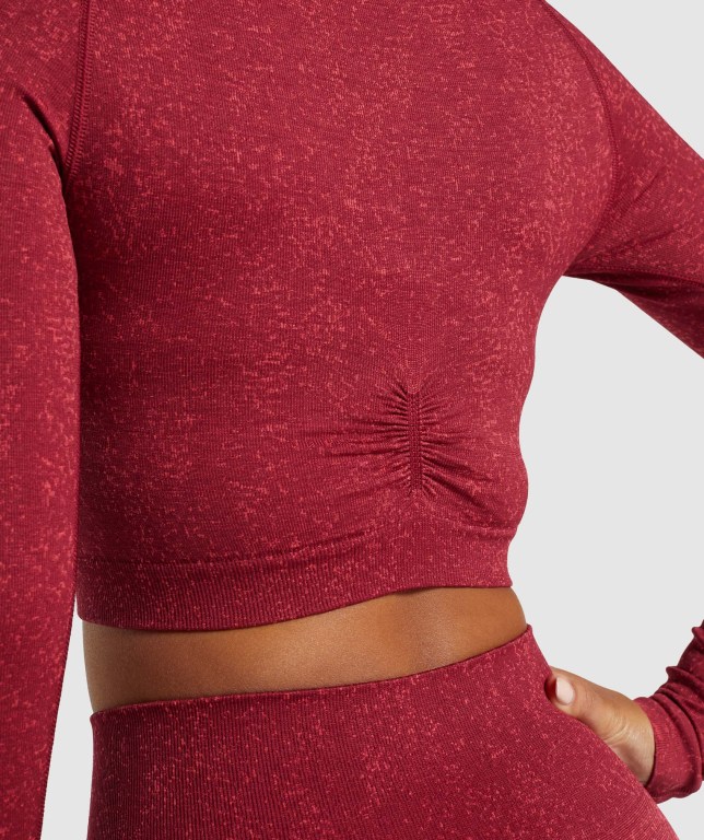 Gymshark Adapt Fleck Seamless Crop Top Tişört Kadın Bordo | 402-JYPIDM