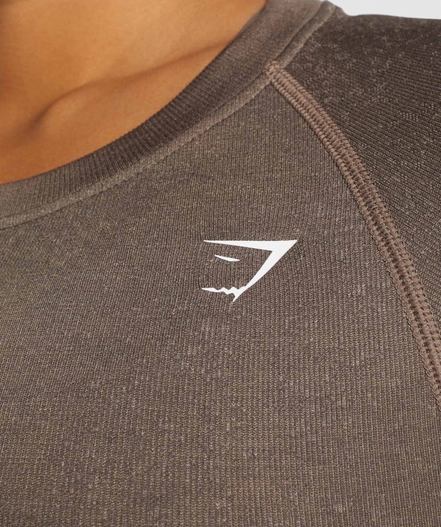 Gymshark Adapt Fleck Seamless Crop Top Tişört Kadın Kahverengi | 450-YQDAIC