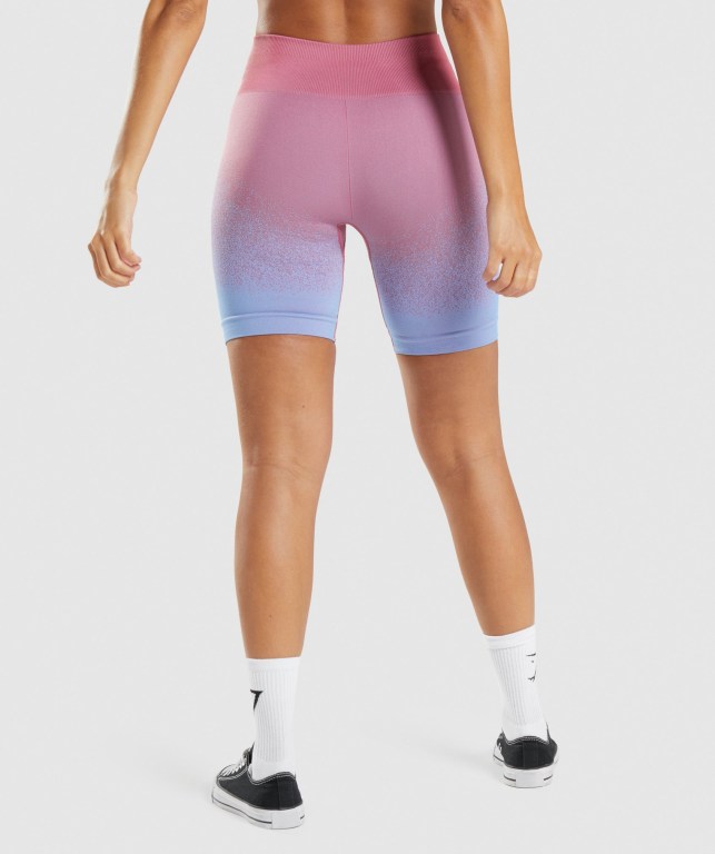 Gymshark Adapt Ombre Seamless Cycling Şort Kadın Pembe Pembe Açık Mavi | 587-NZGDFY