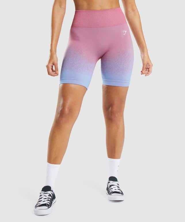 Gymshark Adapt Ombre Seamless Cycling Şort Kadın Pembe Pembe Açık Mavi | 587-NZGDFY