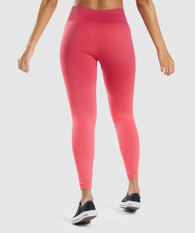 Gymshark Adapt Ombre Seamless High Waisted Tayt Kadın Pembe Kırmızı | 936-EKUXFI