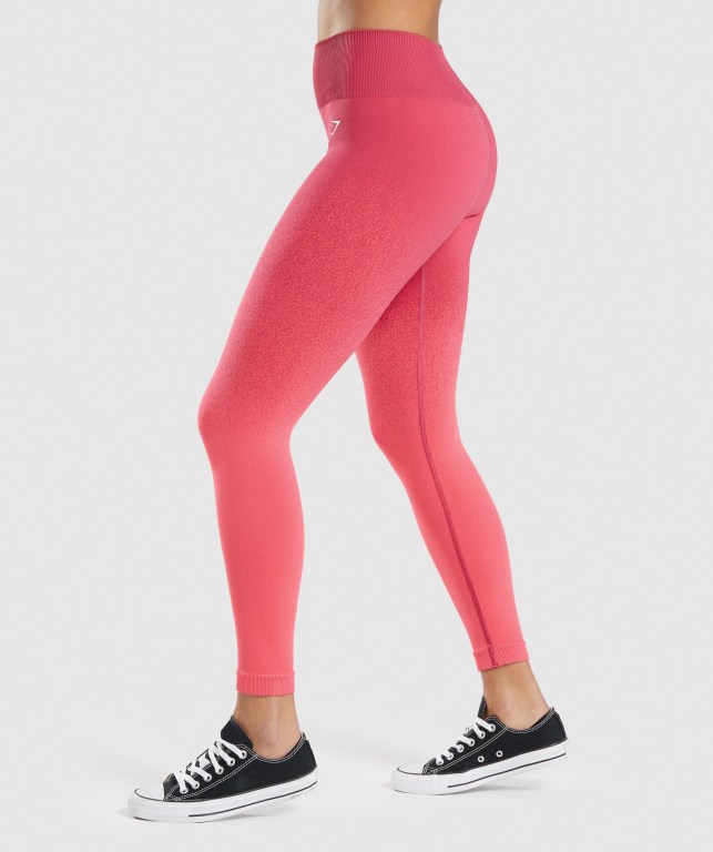 Gymshark Adapt Ombre Seamless High Waisted Tayt Kadın Pembe Kırmızı | 936-EKUXFI