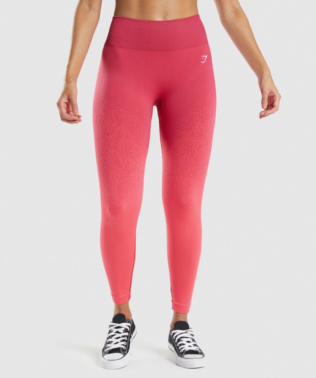 Gymshark Adapt Ombre Seamless High Waisted Tayt Kadın Pembe Kırmızı | 936-EKUXFI