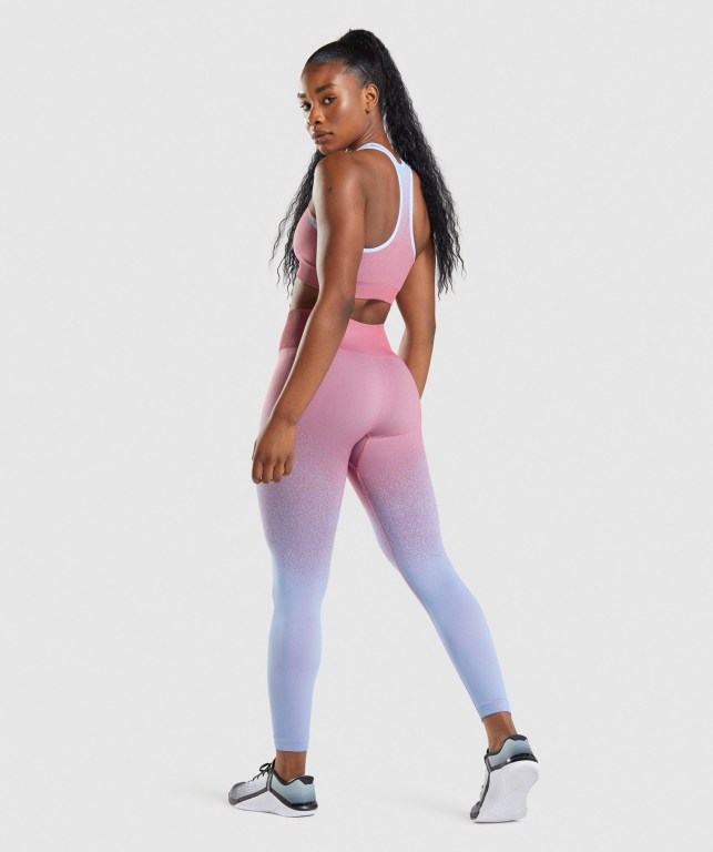 Gymshark Adapt Ombre Seamless High Waisted Tayt Kadın Pembe Pembe Açık Mavi | 946-LPRXFC