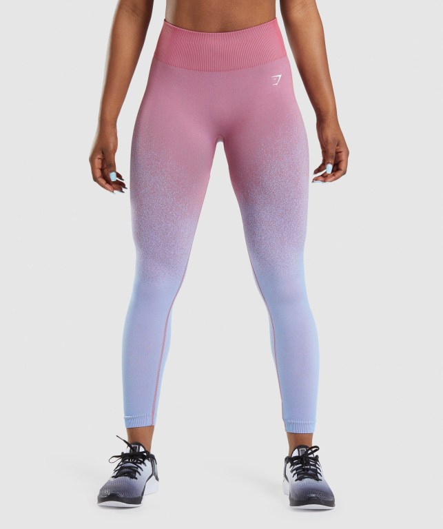 Gymshark Adapt Ombre Seamless High Waisted Tayt Kadın Pembe Pembe Açık Mavi | 946-LPRXFC