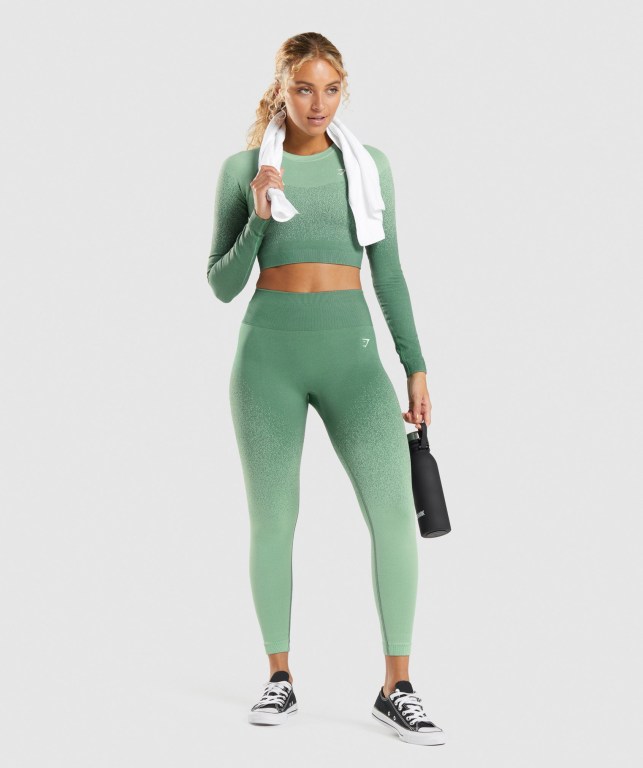 Gymshark Adapt Ombre Seamless High Waisted Tayt Kadın Yeşil Açık Yeşil | 983-RPNHOX