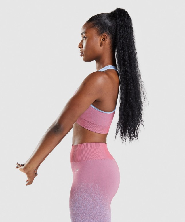 Gymshark Adapt Ombre Seamless Spor Sütyeni Kadın Pembe Pembe Açık Mavi | 071-DRBZCL