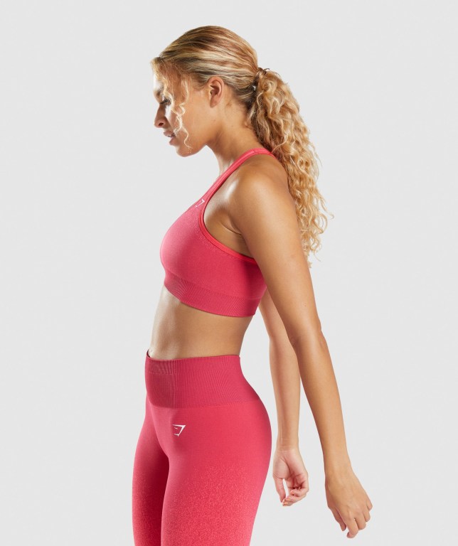 Gymshark Adapt Ombre Seamless Spor Sütyeni Kadın Pembe Kırmızı | 246-SXGOKR