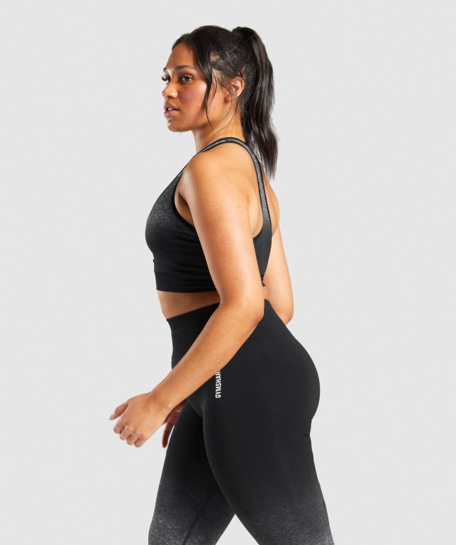 Gymshark Adapt Ombre Seamless Spor Sütyeni Kadın Siyah Siyah | 973-EBWIRT