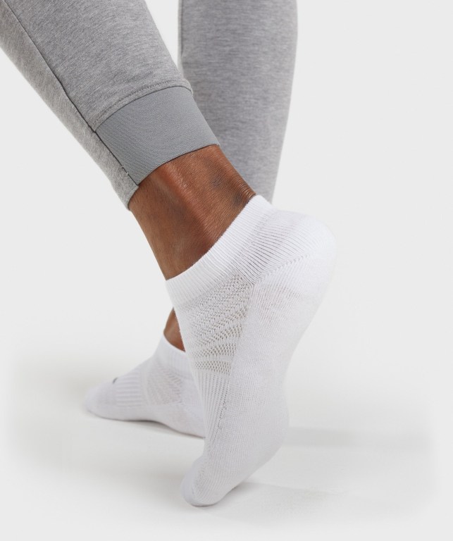 Gymshark Ankle 3pk Çorap Erkek Beyaz | 647-WQZYLH