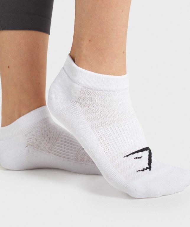 Gymshark Ankle 3pk Çorap Erkek Beyaz | 647-WQZYLH