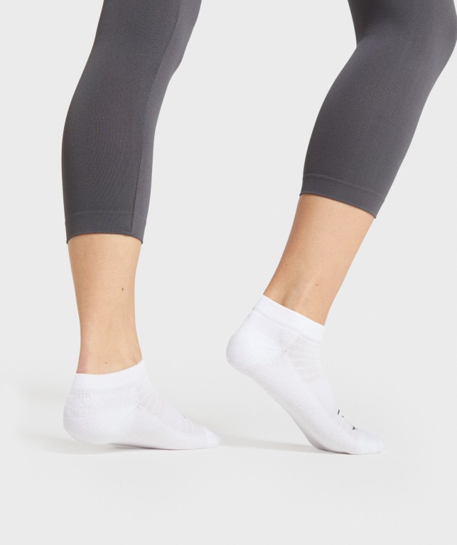 Gymshark Ankle 3pk Çorap Erkek Beyaz | 647-WQZYLH