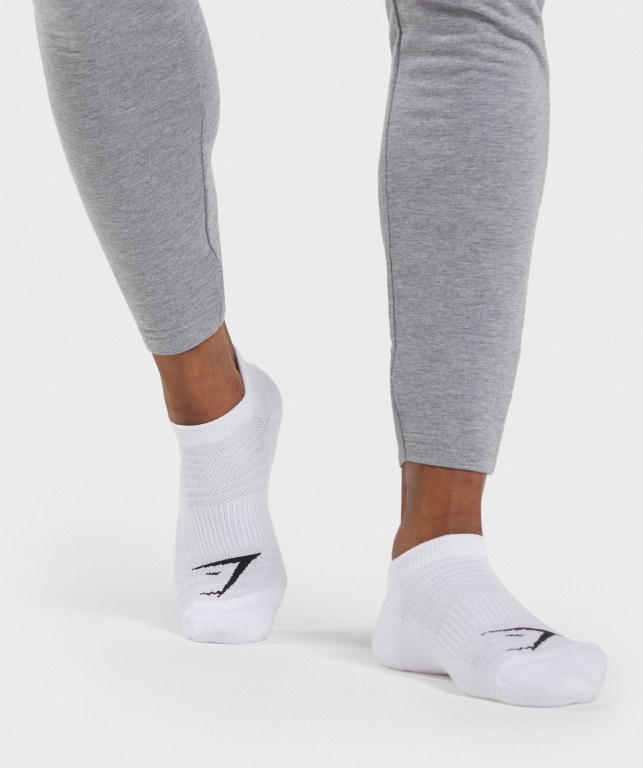 Gymshark Ankle 3pk Çorap Erkek Beyaz | 647-WQZYLH