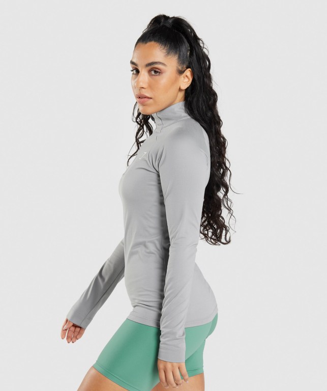 Gymshark Antrenman 1/4 Zip Kapüşonlu Sweatshirt Kadın Gri | 562-XABOMT