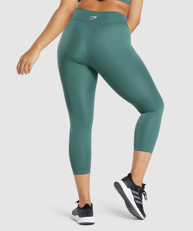 Gymshark Antrenman 7/8 High Waisted Tayt Kadın Koyu Yeşil | 180-XRGNST