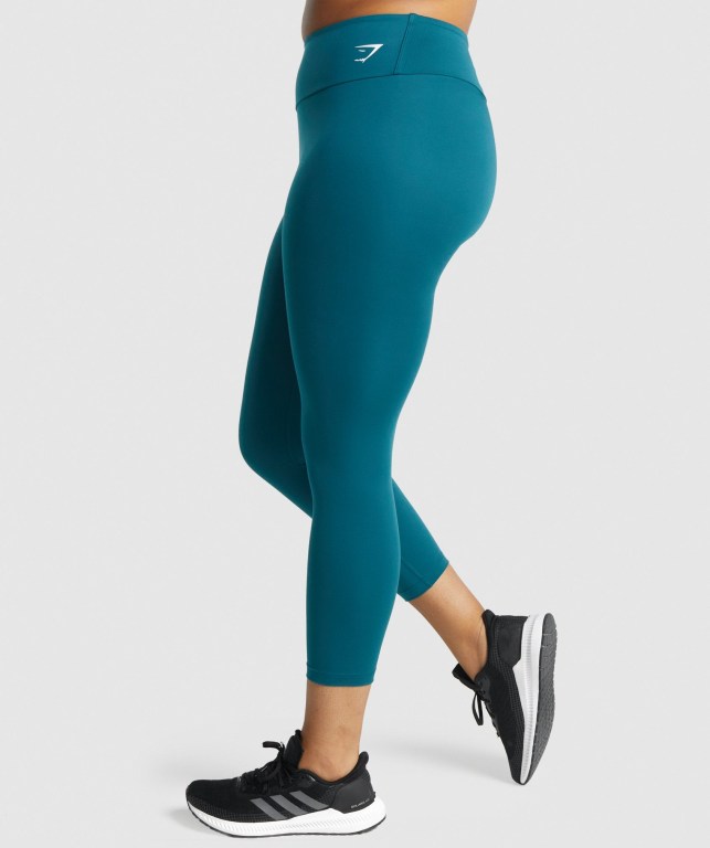 Gymshark Antrenman 7/8 High Waisted Tayt Kadın Turkuaz | 836-WLRKIX