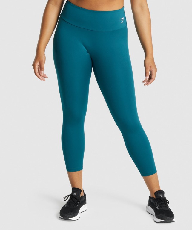 Gymshark Antrenman 7/8 High Waisted Tayt Kadın Turkuaz | 836-WLRKIX