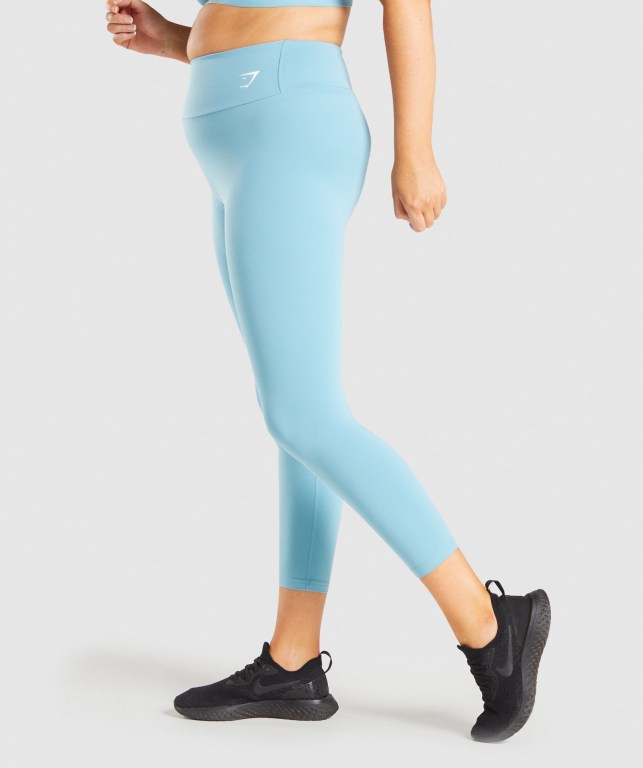 Gymshark Antrenman 7/8 High Waisted Tayt Kadın Açık Mavi | 957-PKYXNC