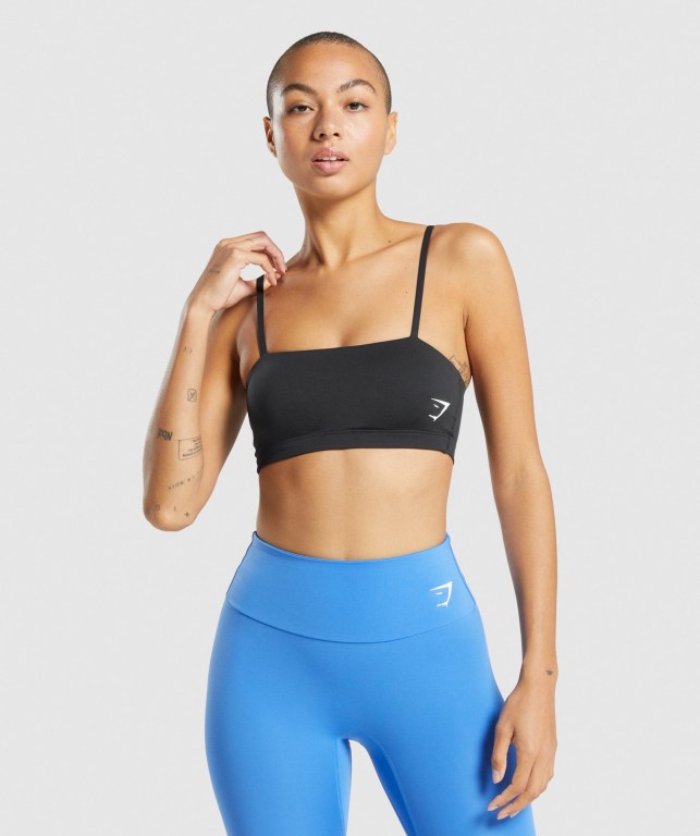 Gymshark Antrenman Bandeau Spor Sütyeni Kadın Siyah | 237-ZBRJIF