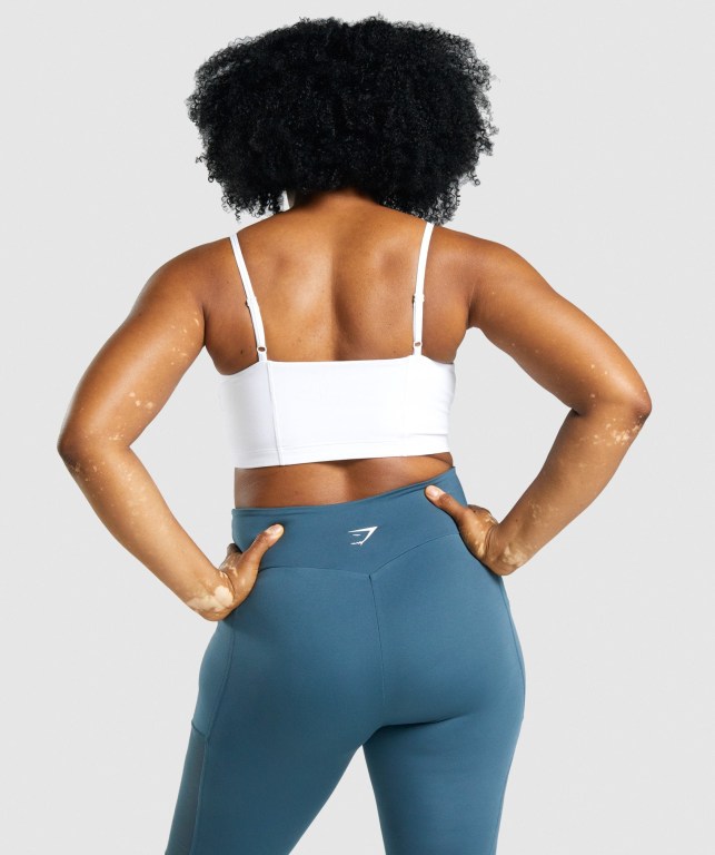 Gymshark Antrenman Bandeau Spor Sütyeni Kadın Beyaz | 348-IUJZQF