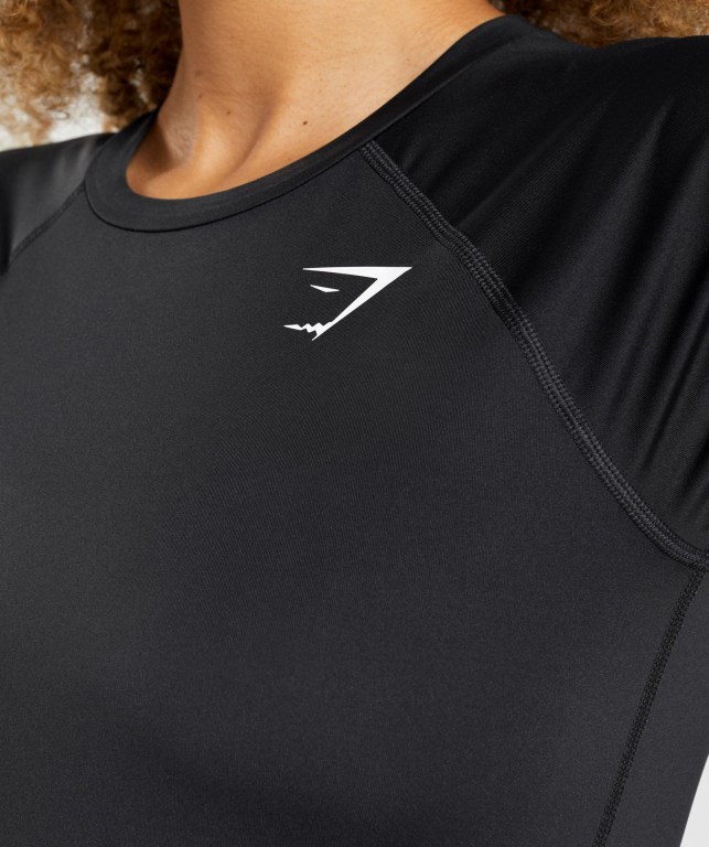 Gymshark Antrenman Baselayer Tişört Kadın Siyah | 185-PYTBHR