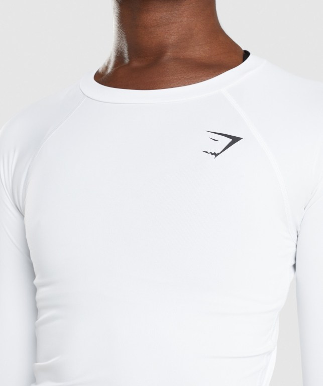 Gymshark Antrenman Baselayer Top Tişört Kadın Beyaz | 190-ECYQNO