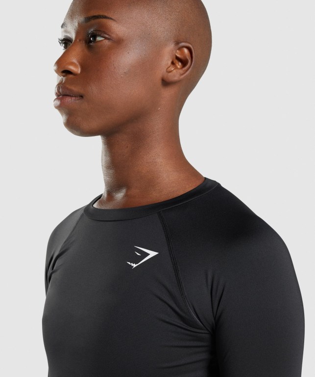 Gymshark Antrenman Baselayer Top Tişört Kadın Siyah | 280-ZCTLPQ