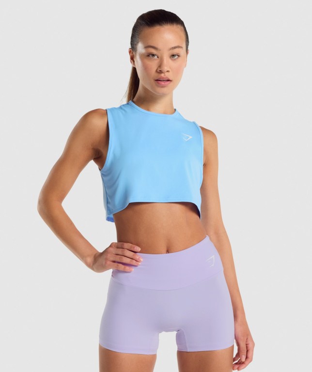 Gymshark Antrenman Crop Atlet Kadın Açık Mavi | 430-OVEHGR