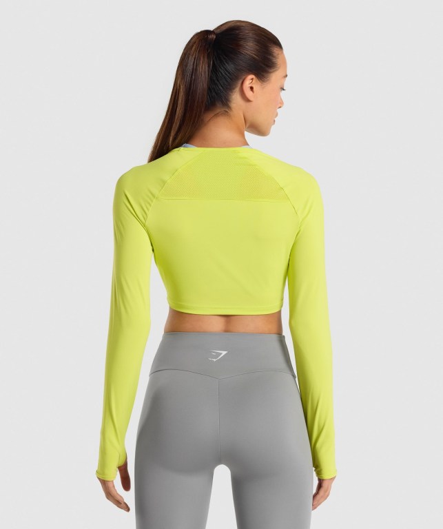 Gymshark Antrenman Crop Top Tişört Kadın Sarı | 862-MYRACD