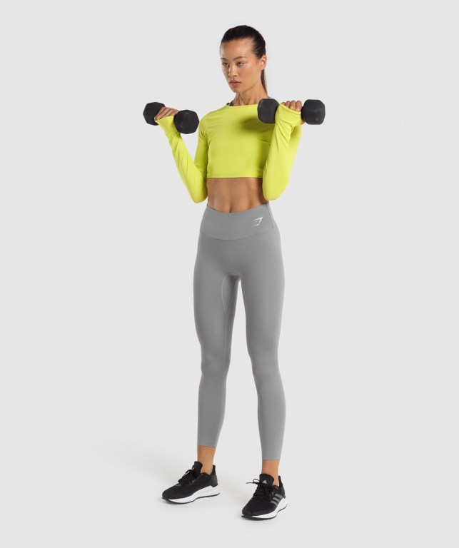 Gymshark Antrenman Crop Top Tişört Kadın Sarı | 862-MYRACD