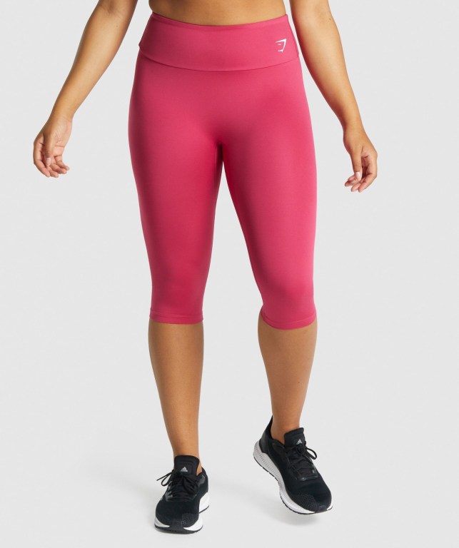 Gymshark Antrenman Cropped High Waisted Tayt Kadın Pembe | 731-OWELGI