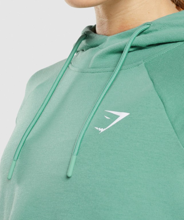 Gymshark Antrenman Cropped Kapüşonlu Sweatshirt Kadın Yeşil | 246-JSYIFQ