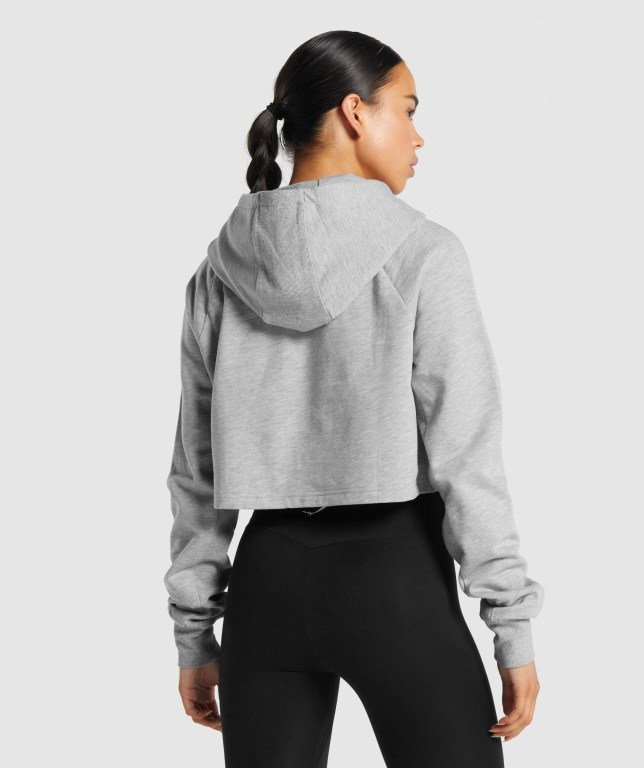 Gymshark Antrenman Cropped Kapüşonlu Sweatshirt Kadın Açık Gri | 839-QWSAGL