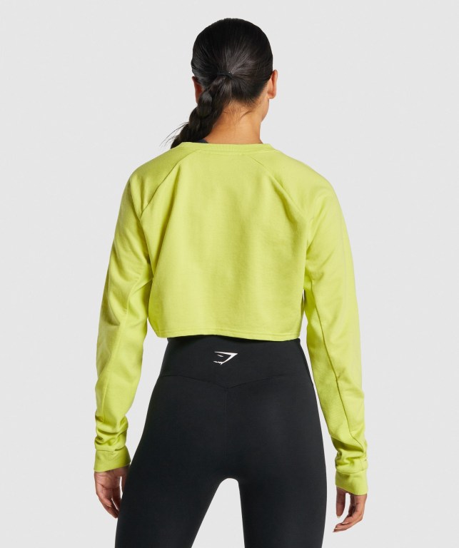 Gymshark Antrenman Cropped Kazak Kapüşonlu Sweatshirt Kadın Sarı | 512-RMKOVA