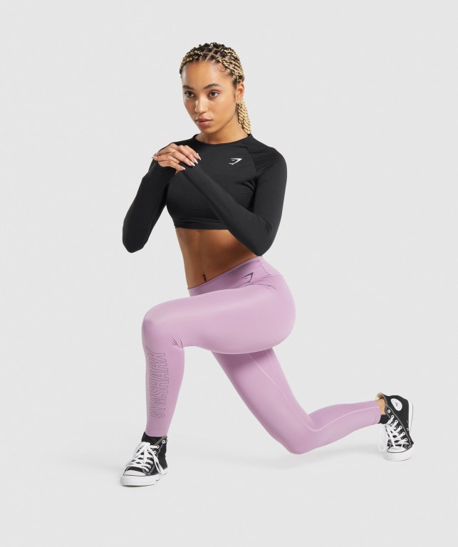 Gymshark Antrenman Graphic High Waisted Tayt Kadın Mor | 756-UQFTXZ