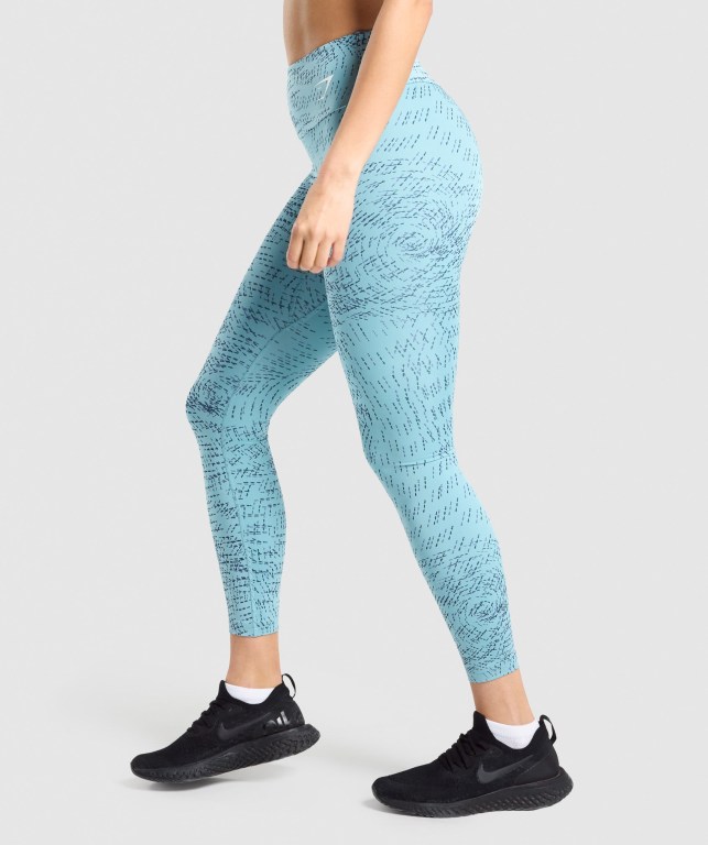 Gymshark Antrenman High Waisted Tayt Kadın Turkuaz | 185-ZHXNEJ