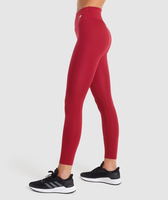 Gymshark Antrenman High Waisted Tayt Kadın Bordo | 294-XNRBYC